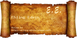 Ehling Edvin névjegykártya